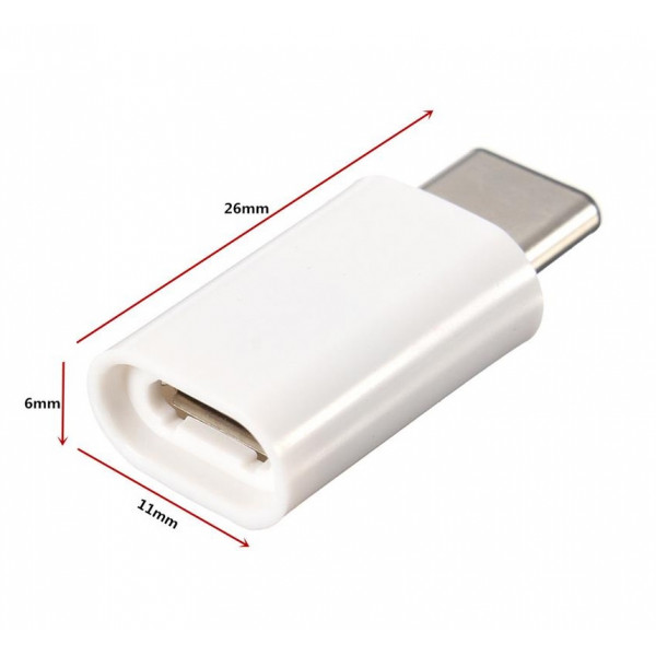 Перехідник USB 3.1 Type-C -> Micro USB (OTG) білий