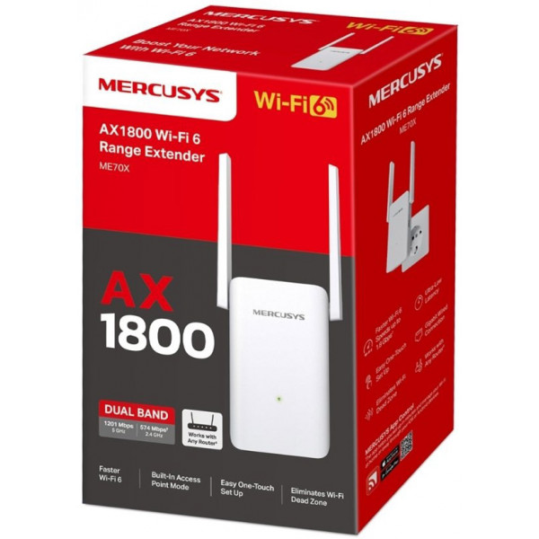 Підсилювач Wi-Fi сигналу Mercusys ME70X AX1800, 1хGE LAN