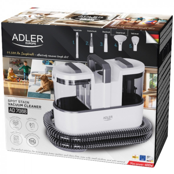 Порохотяг Adler AD 7088 плямовивідник 400Вт/ 11 500 Па/ 1.5л-0.8л/ білий