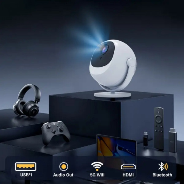 Проектор H96 MAX BL360 LED LCD HD 200AL 16:9 H713 1G/8G Android 11.0 HDMI WiFi BT біло-чорний