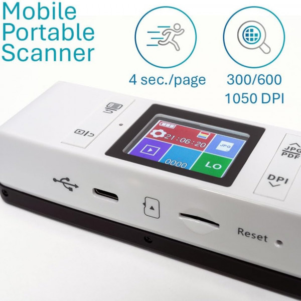 Сканер A4 Canon IRIScan Book 7 Dyslexic (1050dpi, USB, microSD, 15стор/хв, портативний, білий)