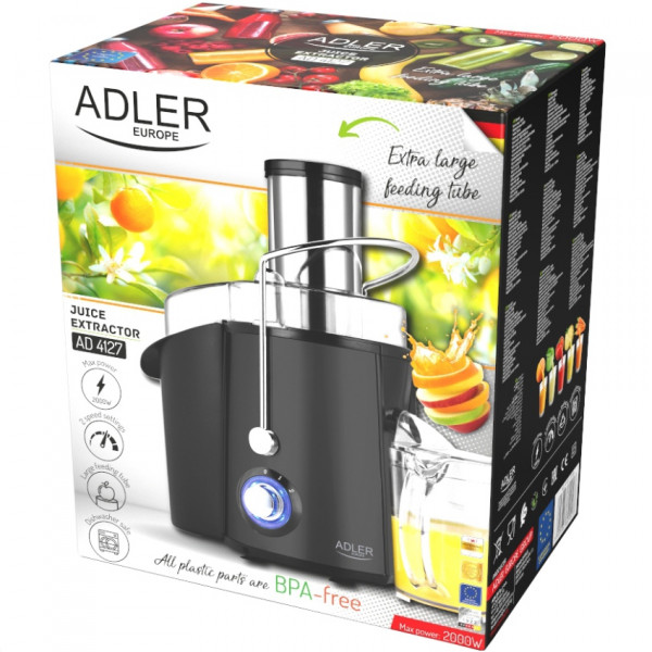 Соковитискач Adler AD 4127 black 1000Вт/ контейнер для соку-1л/ контейнер для м'якот-2л/і чорний