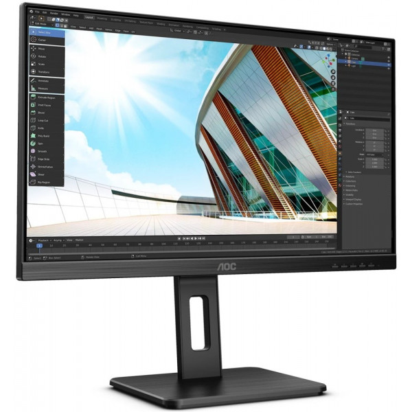 TFT 27" AOC U27P2, IPS, 4K, HDMI, DP, USB 3.2 хаб, Pivot, колонки, чорний