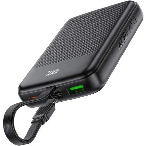 УМБ Acefast 10000mAh 22.5W PD,QC3.0 2xUSB-C,USB-A, with build Type-C cable, M13 Black