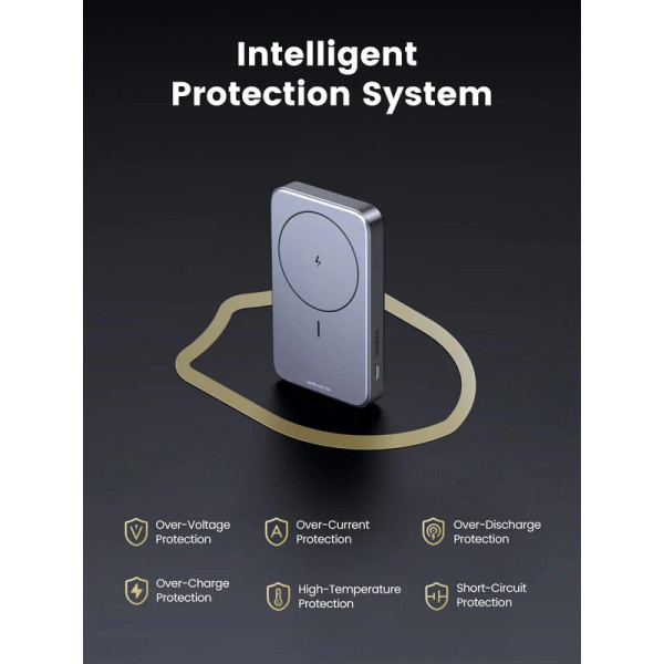 УМБ Ugreen Magnetic Wireless 10000 mAh 20W PD3.0/QC3.0 USB-A, USB-C In/Out (PB206) сірий