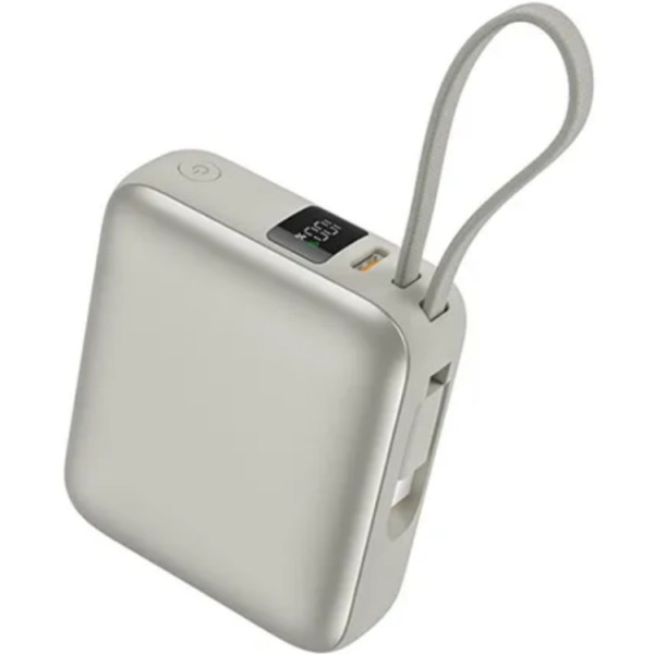 УМБ Vention 10000mAh 35W PD,Fast Charging,USB-C In/Out , built-in USB-C Cable,LED Display, Beige