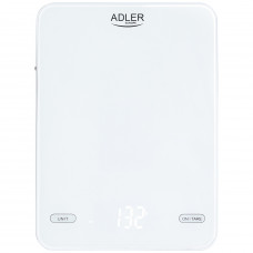 Ваги кухонні Adler AD 3177 white електронні/ 10кг/ г; мл, унція/ USB type C/ автовимкнення/ скло