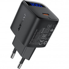 Зарядний пристрій 1xUSB-С 30W with digital display Gan A115 Black Acefast