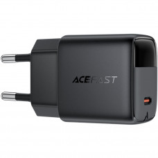Зарядний пристрій 1xUSB-С 30W with digital display Gan A115 Black Acefast