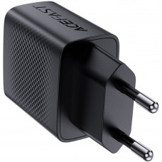 Зарядний пристрій 2xUSB 20W (USB-C+USB-A) Gan A78 Black Acefast
