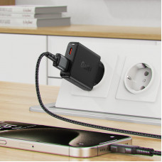 Зарядний пристрій 2xUSB 30W (USB-C+USB-A) Gan A69 ultra-thin Fast Charger Black Acefast