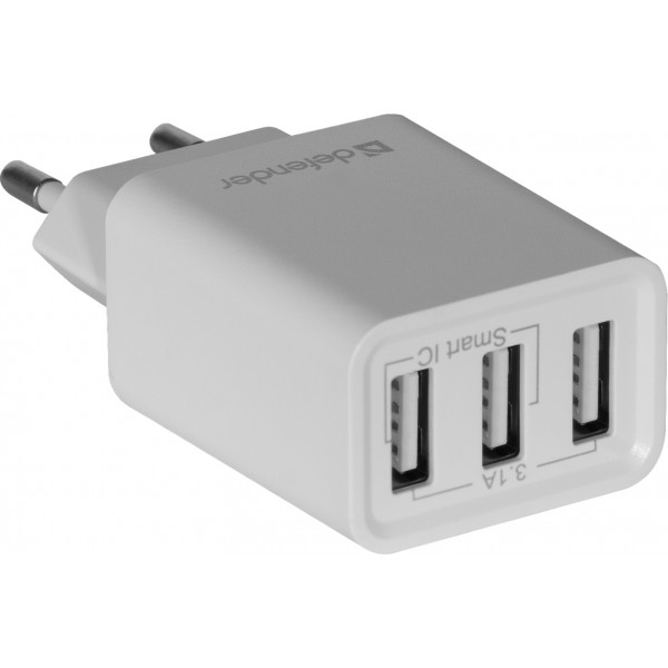 Зарядний пристрій 3xUSB 37W 3.1A білий UPA-31 Defender