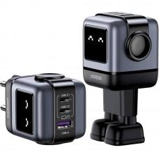 Зарядний пристрій 3xUSB 65W (2xUSB-C+USB-A) Gan Robot tech Fast Charger Сірий CD361 Ugreen
