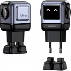 Зарядний пристрій 3xUSB 65W (2xUSB-C+USB-A) Gan Robot tech Fast Charger Сірий CD361 Ugreen
