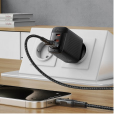 Зарядний пристрій 3xUSB 67W (2xUSB-C+USB-A) Gan A108 Fast Charger Black Acefast