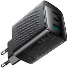 Зарядний пристрій 3xUSB 67W (2xUSB-C+USB-A) Gan A108 Fast Charger Black Acefast