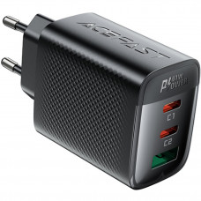 Зарядний пристрій 3xUSB 67W (2xUSB-C+USB-A) Gan A108 Fast Charger Black Acefast