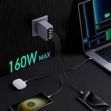 Зарядний пристрій 4xUSB 160W (3xUSB-C + USB-A) GaN + Type-C cable 100W сірий X763 Nexode Pro Ugreen