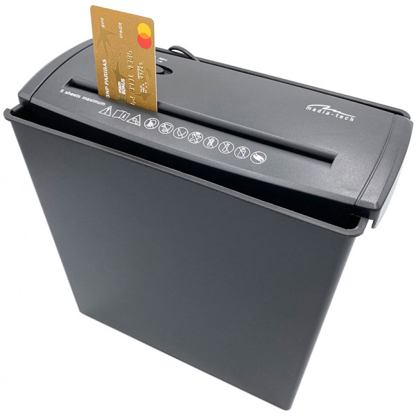 Знищувач документів Media-Tech MT215, CD/DVD discs & credit cards. 5 pages simultaneously