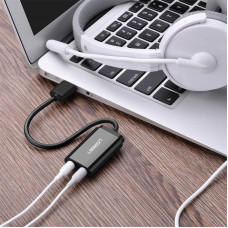 Звукова карта USB AUX jack, 2*TRS (Mic + Ear) ALC4042 Ugreen Чорна US205