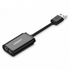 Звукова карта USB AUX jack, 2*TRS (Mic + Ear) ALC4042 Ugreen Чорна US205