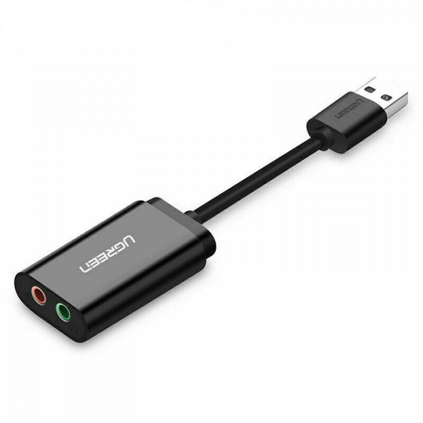 Звукова карта USB AUX jack, 2*TRS (Mic + Ear) ALC4042 Ugreen Чорна US205