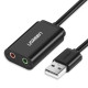 Звукова карта USB AUX jack, 2*TRS (Mic + Ear) ALC4042 Ugreen Чорна US205