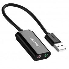 Звукова карта USB AUX jack, 2*TRS (Mic + Ear) ALC4042 Ugreen Чорна US205