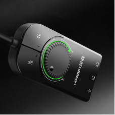 Звукова карта USB AUX jack, 2*TRS (Mic + Ear) SSS1629 Ugreen Чорна CM129