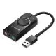 Звукова карта USB AUX jack, 2*TRS (Mic + Ear) SSS1629 Ugreen Чорна CM129