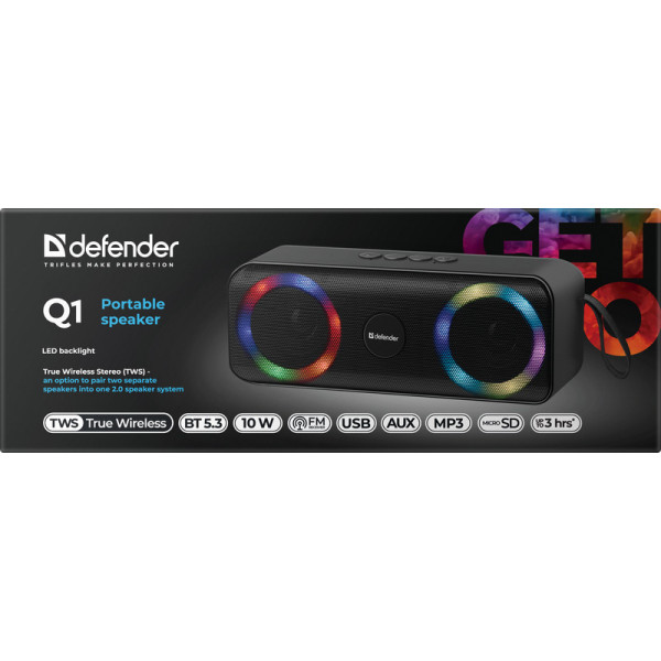 Акустична система 1.0 Defender Q1 10W Light/BT/FM/USB/TF/AUX