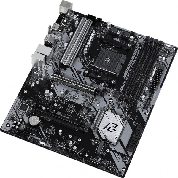 ASRock B550 Phantom Gaming 4 (AM4/B550, 4*DDR4, 2xPCIex16, HDMI, 6xSATAІІІ, 3xM.2, GLan, 7.1ch, ATX)