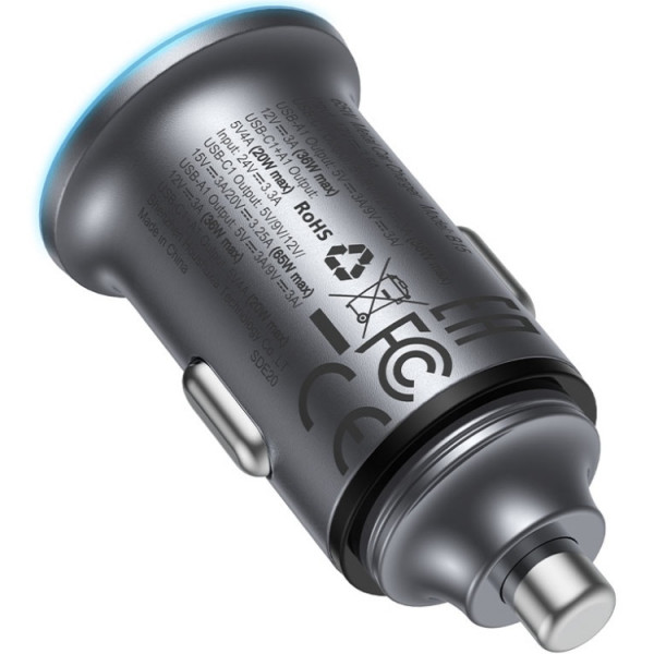 Автозарядка 2xUSB 65W (USB-C + USB-A) B15 Acefast