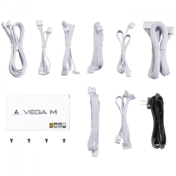 БЖ 1000W Chieftec VEGA M PPG-1000-CW ATX 3.1 135mm, 80+ Gold, Fully modular, WHITE, Retail