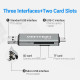 Card Reader USB 2.0, 2-слота SD/TF, USB-A/USB-C/Micro-B, Aluminum Alloy, чорний Vention