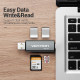Card Reader USB 2.0, 2-слота SD/TF, USB-A/USB-C/Micro-B, Aluminum Alloy, чорний Vention