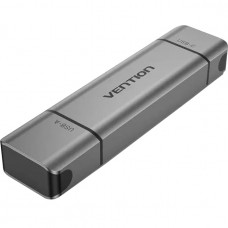 Card Reader USB 3.0 AM/USB-C, 2-слота SD/TF, Dual Drive Letter Aluminum Alloy, сірий Vention