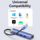 Док станція USB3.0 -> RJ45/USBx3,3.0/Type-C 10W Hub Blue Aluminum Alloy 5-in-1 Vention