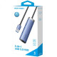 Док станція USB3.0 -> RJ45/USBx3,3.0/Type-C 10W Hub Blue Aluminum Alloy 5-in-1 Vention