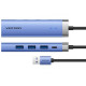 Док станція USB3.0 -> RJ45/USBx3,3.0/Type-C 10W Hub Blue Aluminum Alloy 5-in-1 Vention