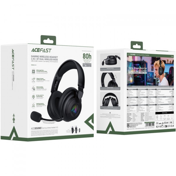Гарнітура ігрова Acefast H15 Bluetooth+2,4G Black