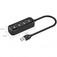 Хаб USB 2.0 -> 4xUSB-A 2.0, 1,0м, чорний Vention