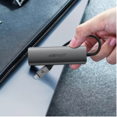 Хаб USB 3.0 -> 4xUSB-A 3.0, 1м, Black J15 Acefast