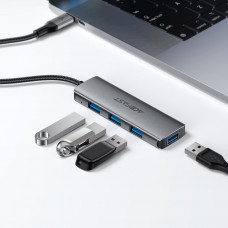 Хаб USB 3.0 -> 4xUSB-A 3.0, 1м, Black J15 Acefast