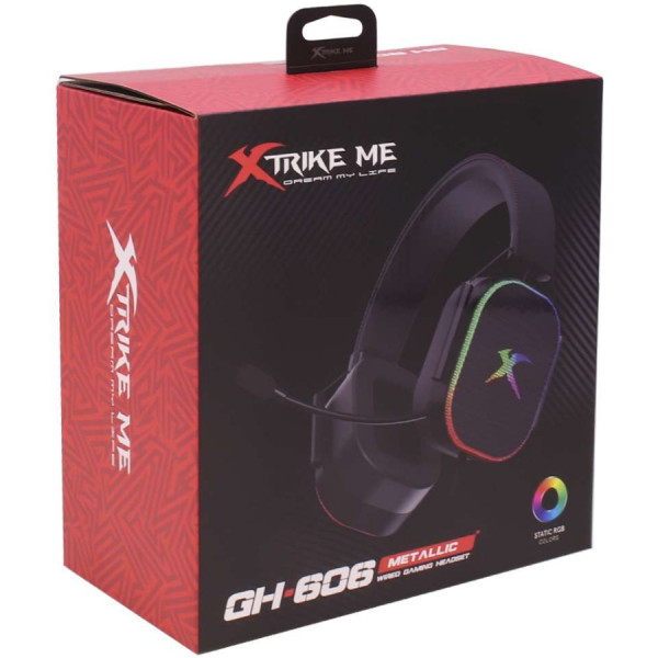 Ігрова гарнітура XTRIKE ME GH-606 XBOX/PS/PC, USB+3,5 мм, статичне RGB, кабель 2м, чорна