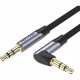 Кабель AUX Audio TRS M/M, кут 90°, 3.0м, сірий, Aluminum Alloy Vention