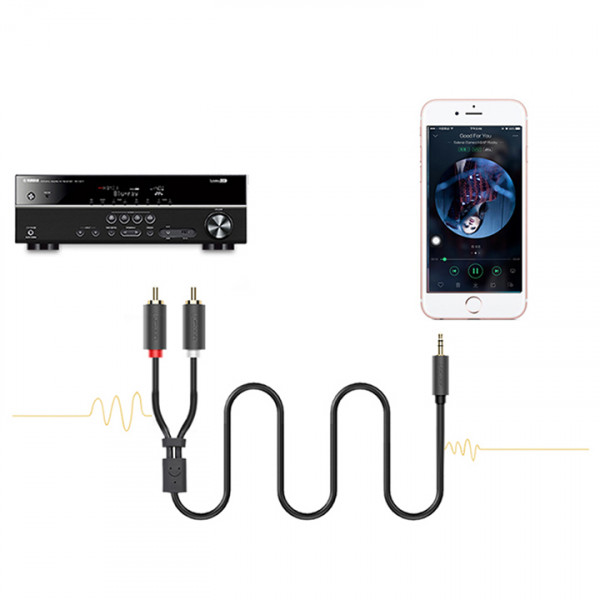 Кабель AUX Audio TRS - RCAx2 M/M 3.0м UGREEN AV102 Сірий