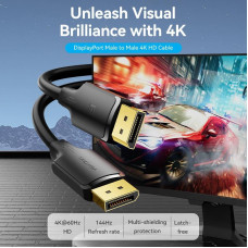 Кабель DisplayPort M - M 1.0 м, V1.2, 4K 60Hz, двонаправлений, чорний, Vention
