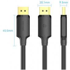 Кабель DisplayPort M - M 1.0 м, V1.2, 4K 60Hz, двонаправлений, чорний, Vention