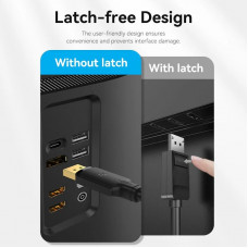 Кабель DisplayPort M - M 1.0 м, V1.2, 4K 60Hz, двонаправлений, чорний, Vention